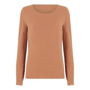 Wolford Jersey Top Long Sleeve Brown Tan Khaki Size Medium